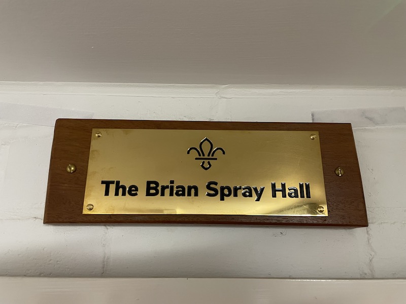 Brian Spray hall plaque mounted above the hall door